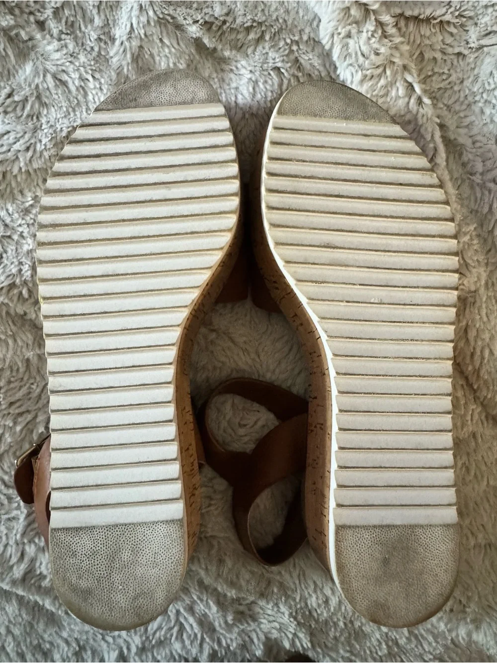 Steve Madden, Corrina Leather Cork Platform Sandals, Cognac, Women’s 10M